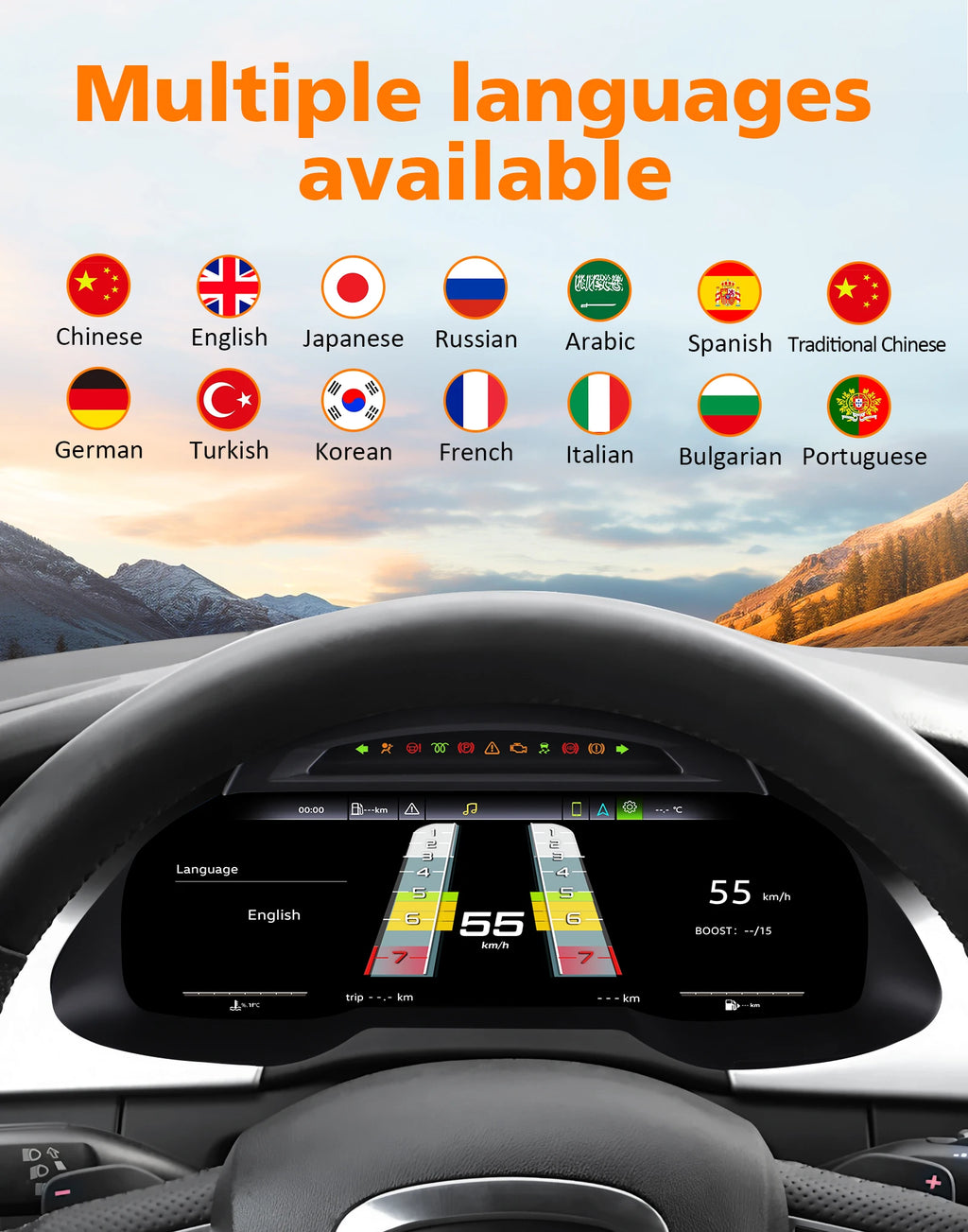 1920*720 Car LCD Dashboard panel for AUDI A4 2009 - 2012 Digital Instrument Cluster Virtua