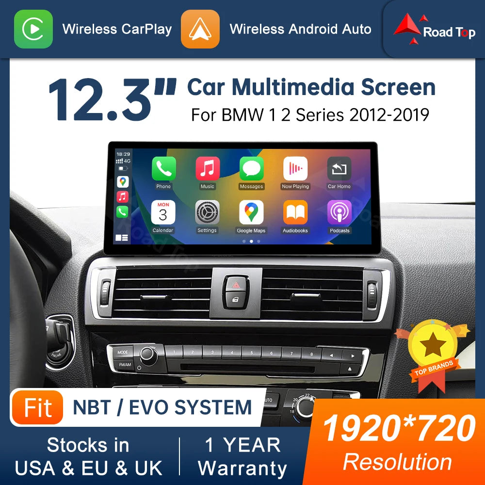 CN 12.3 Touch Smart Screen For BMW NBT EVO F20/F21 Wireless CarPlay Android Auto Multimedi | AUTOKITSHOP