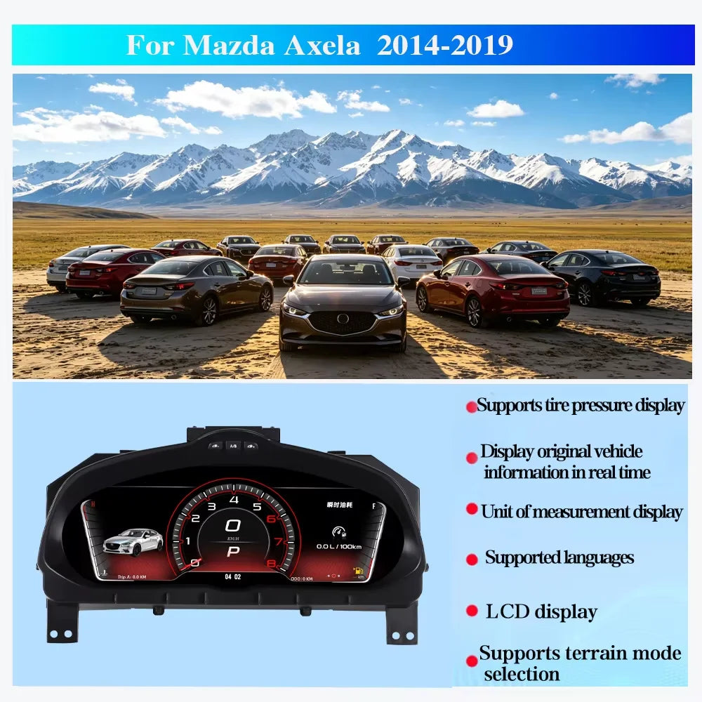 12.3 Inch For Mazda 3 Axela 2014-2019 Car Digital Cluster LCD Dashboard Instrument Panel V