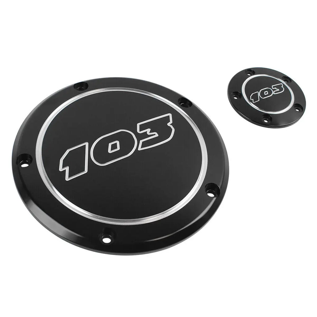 Black 103 Engine Derby Timing Clutch Side Cover Set Fit For Harley Softail Touring Dyna Road Kin - Automotive LED Light