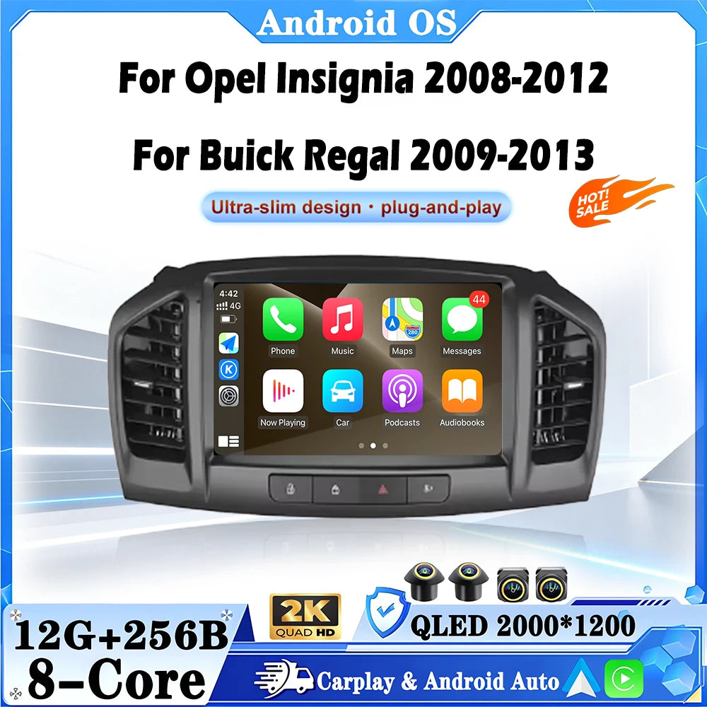 Android 16 Auto Carplay Car Multimedia For Opel Insignia 2008-2012 For Buick Regal 2009-20