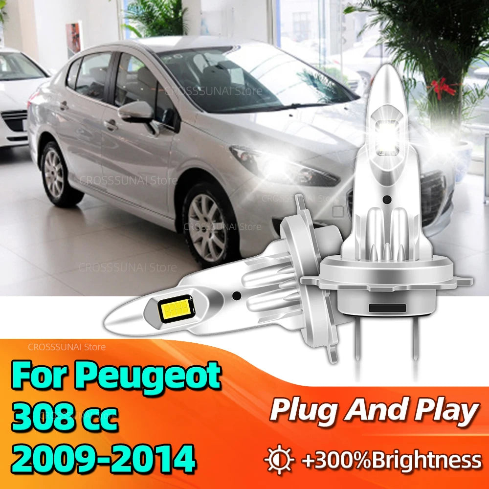 180W H7 LED CANBUS Light Mini Head Lamp 1:1 Size Wireless CSP Headlight For Peugeot 308 cc
