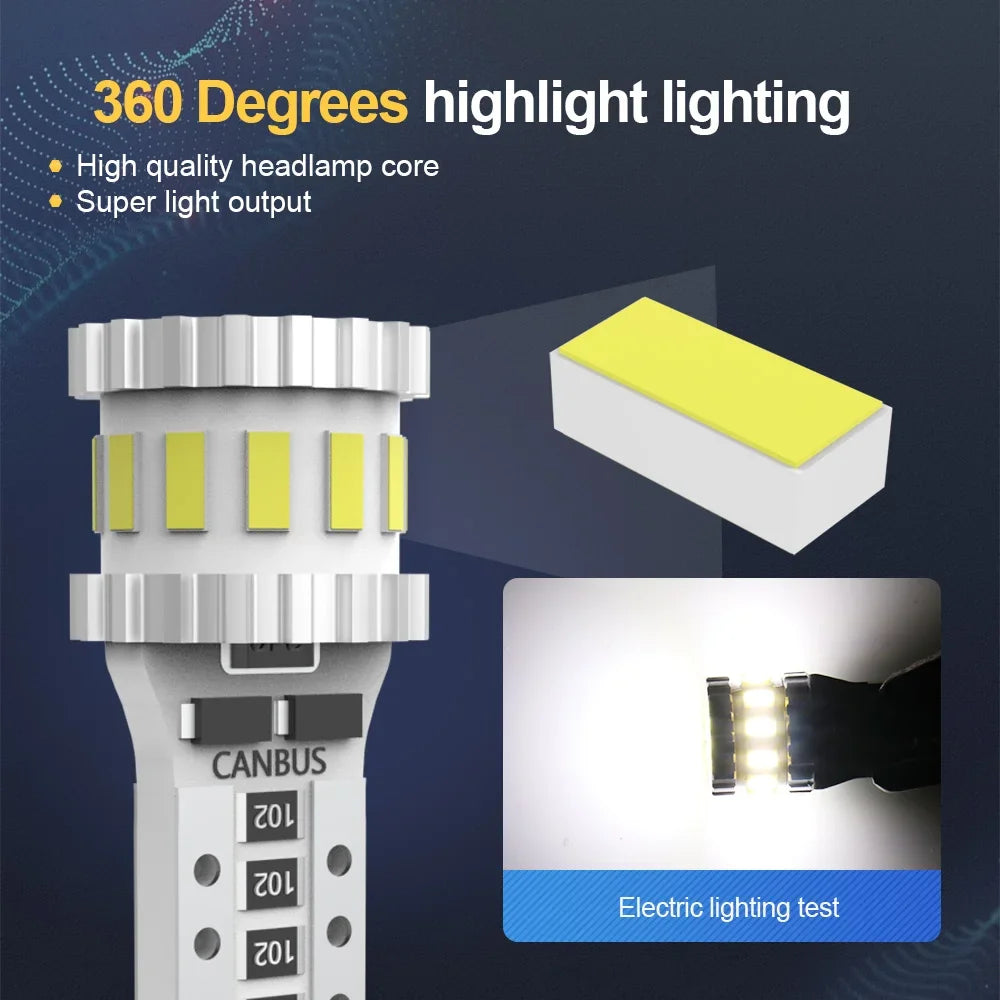 roadsun 2pcs 360° CANBUS W5W T10 168 3014 Parking Lights LED Bulbs Car Interior Reverse 60