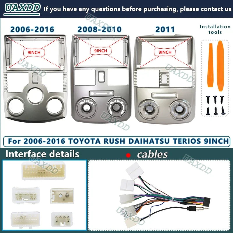 For TOYOTA 2006-2016 RUSH DAIHATSU TERIOS 9INCH Car Player Radio Android Stereo Harness Sc