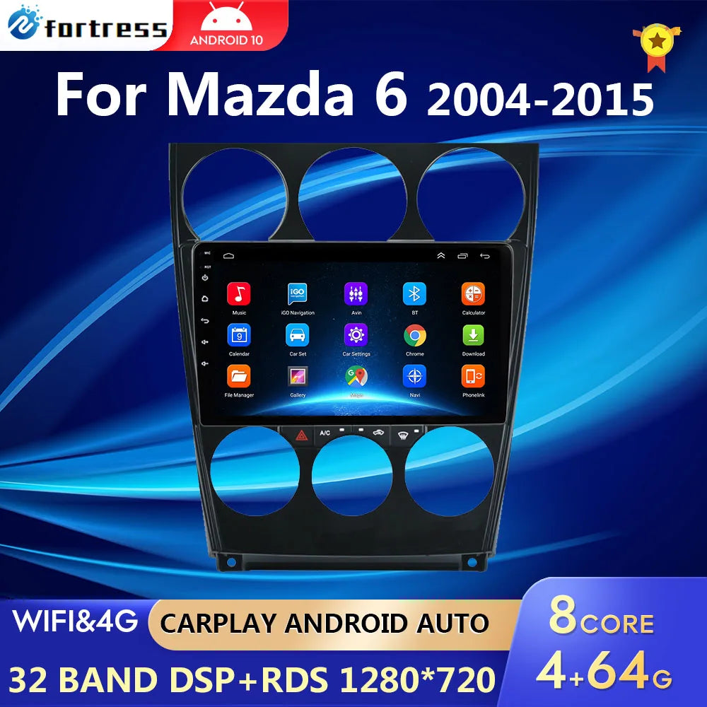 9" 4G 4+64GB android 10 For Mazda 6 2002 2003 2004 2005 2006 2007 2008 Multimedia Car DVD