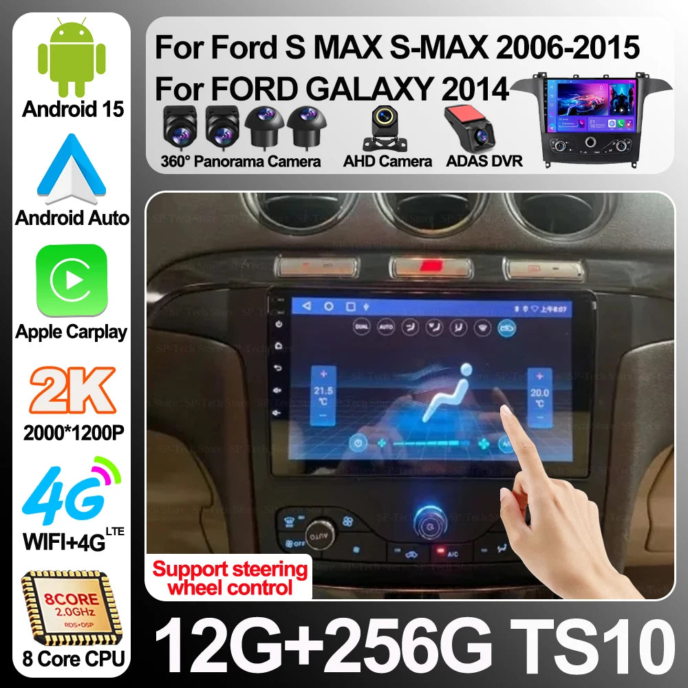 Android 16 For Ford S Max S-max 2006-2015 For Ford Galaxy 2014 Car Radio Gps Carplay Multi | AUTOKITSHOP