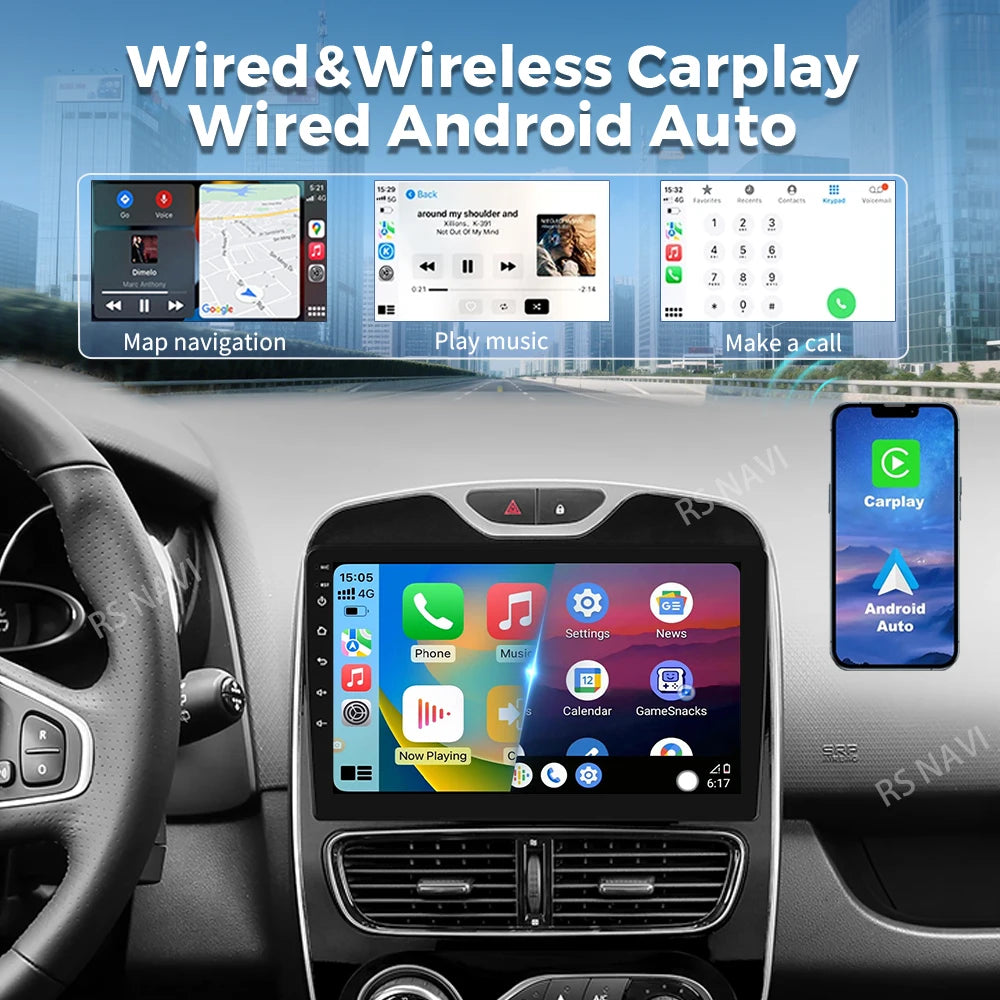 Android 16 For Renault Clio 4 BH98 KH98 2016- 2019 2K QLED Android Car Radio Multimedia Vi