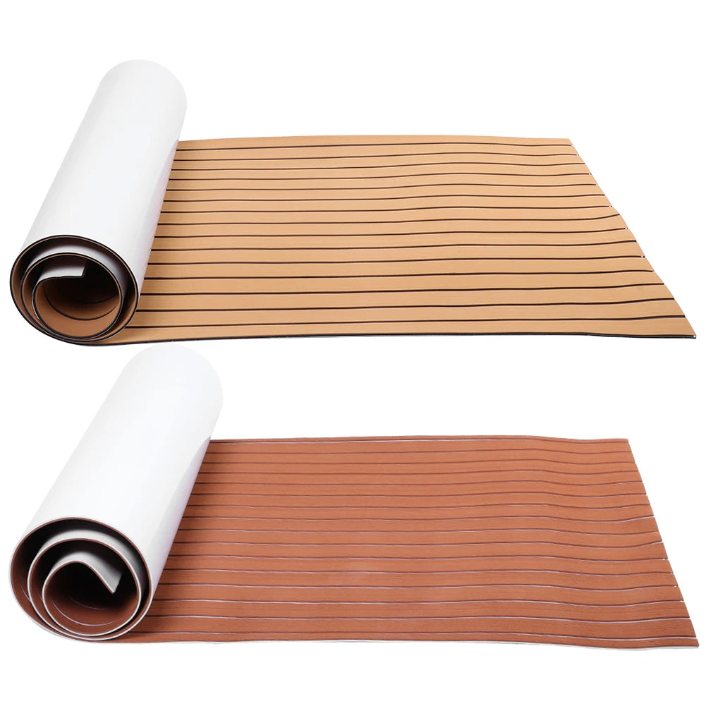 Self-Adhesive EVA Foam Boat Marine Flooring Faux Teak Decking Sheet Striped Yacht Marine Mat 90x - Automotive LED Light
