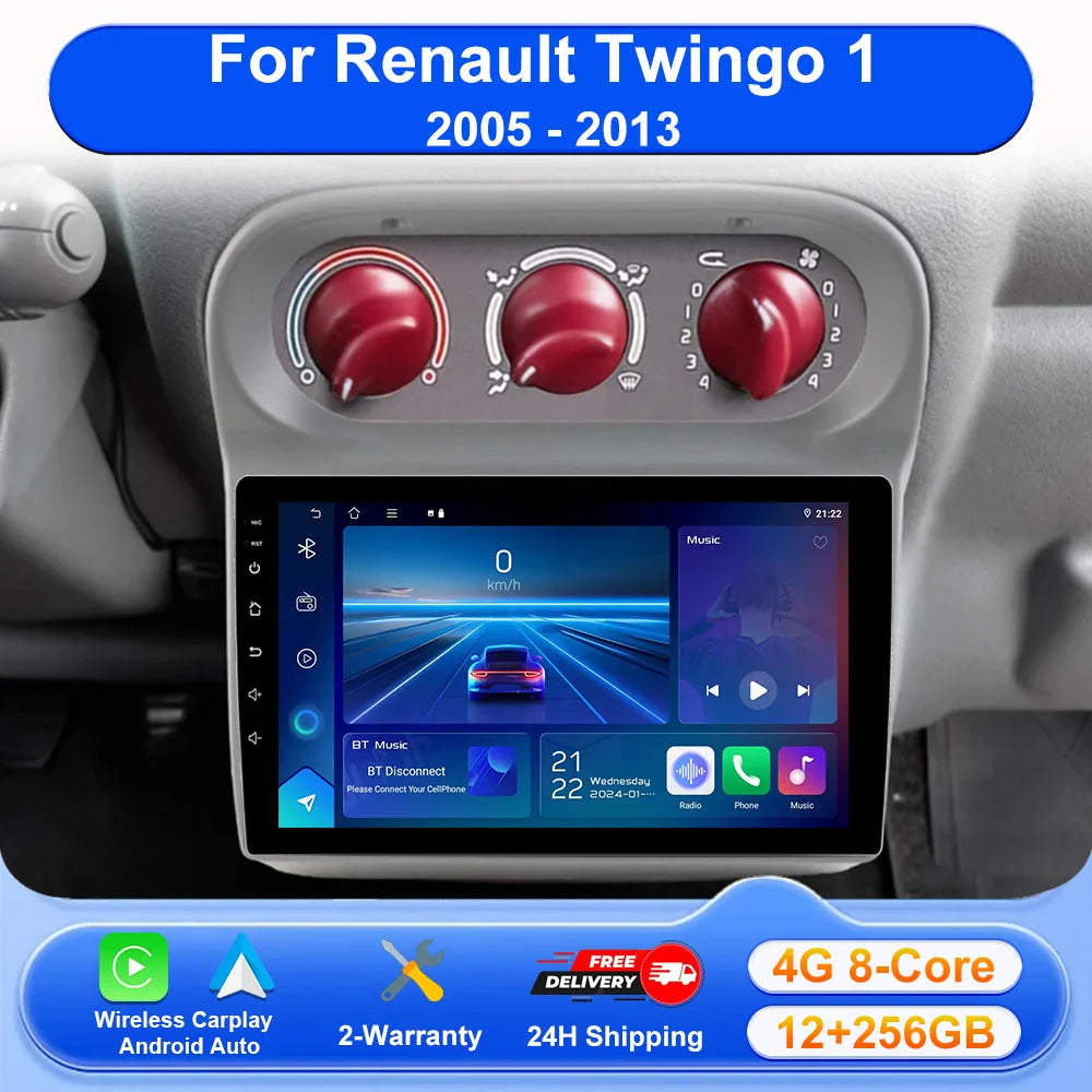 For Renault Twingo 1 2005 - 2013 Car Radio Multimedia Player Android 16 Carplay Speakers G