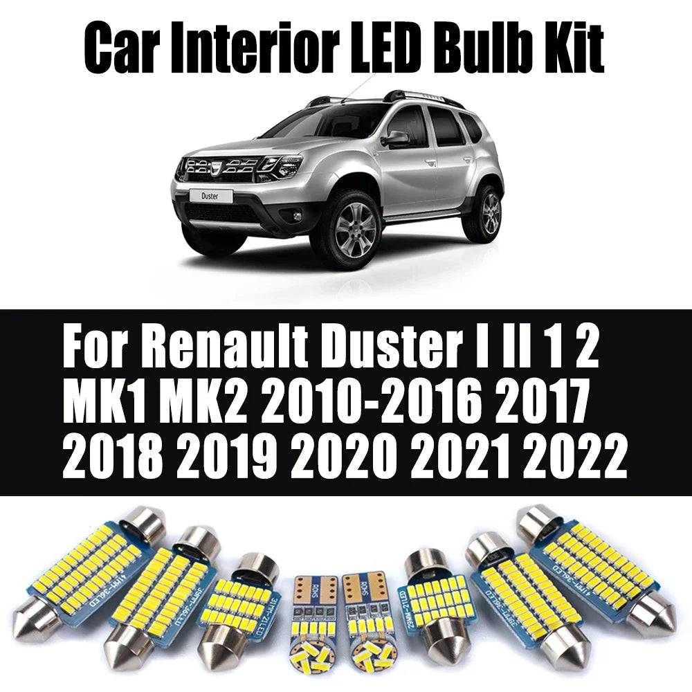 LED Interior Light Kit for Renault Duster I II 1 2 MK1 MK2 2010- 2020 - Canbus Dome Map Door Trunk Bulbs | AUTOKITSHOP