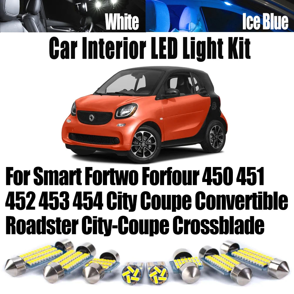 LED Interior Light Kit for Smart Fortwo Forfour 450 451 452 453 454 City Coupe Convertible Roadster City-Coupe Crossb...