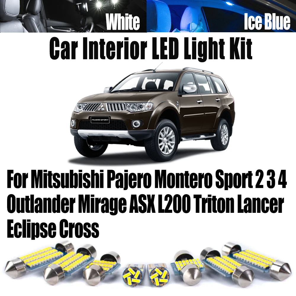 LED Interior Light Kit for Mitsubishi Outlander Pajero Montero Sport 2 3 4 Mirage ASX L200 Triton Lancer Eclipse Cros...