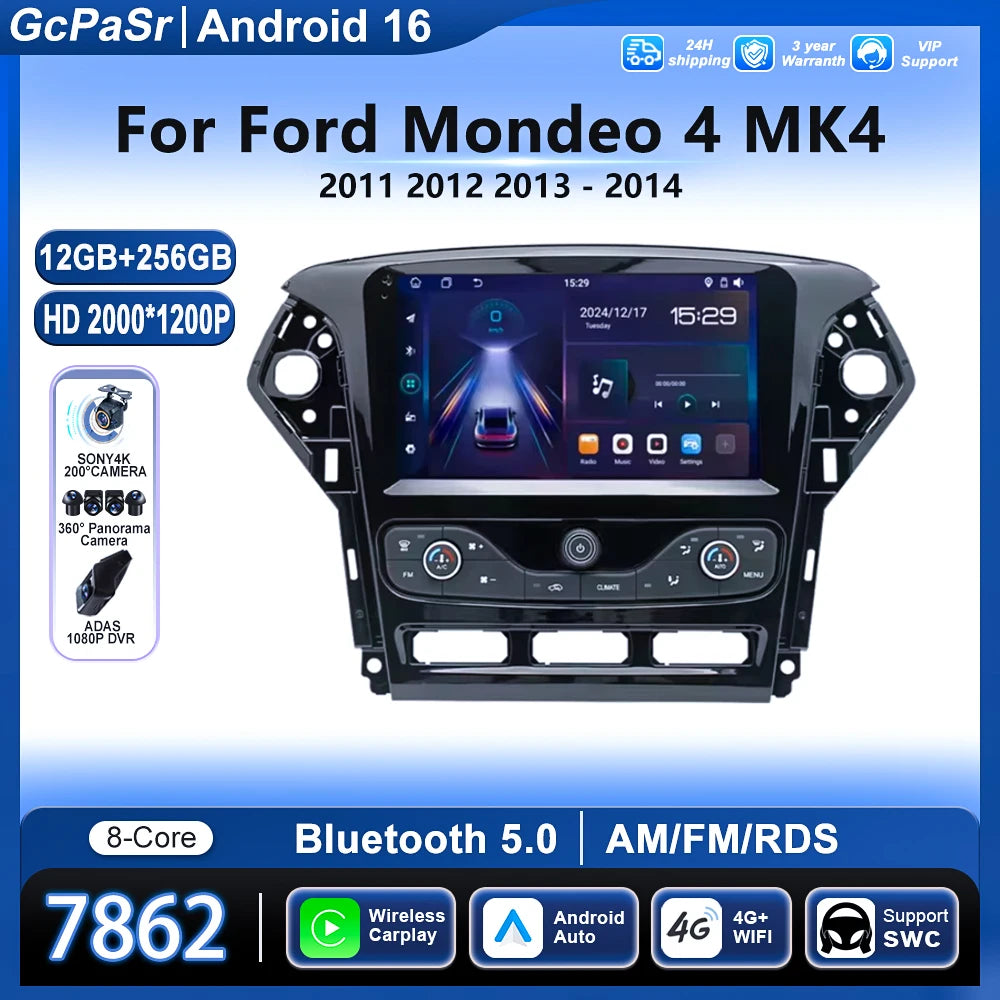 4G For Ford Mondeo 4 MK4 2011-2014 5G WIFI Car Screen Android Auto Radio Carplay Navigatio