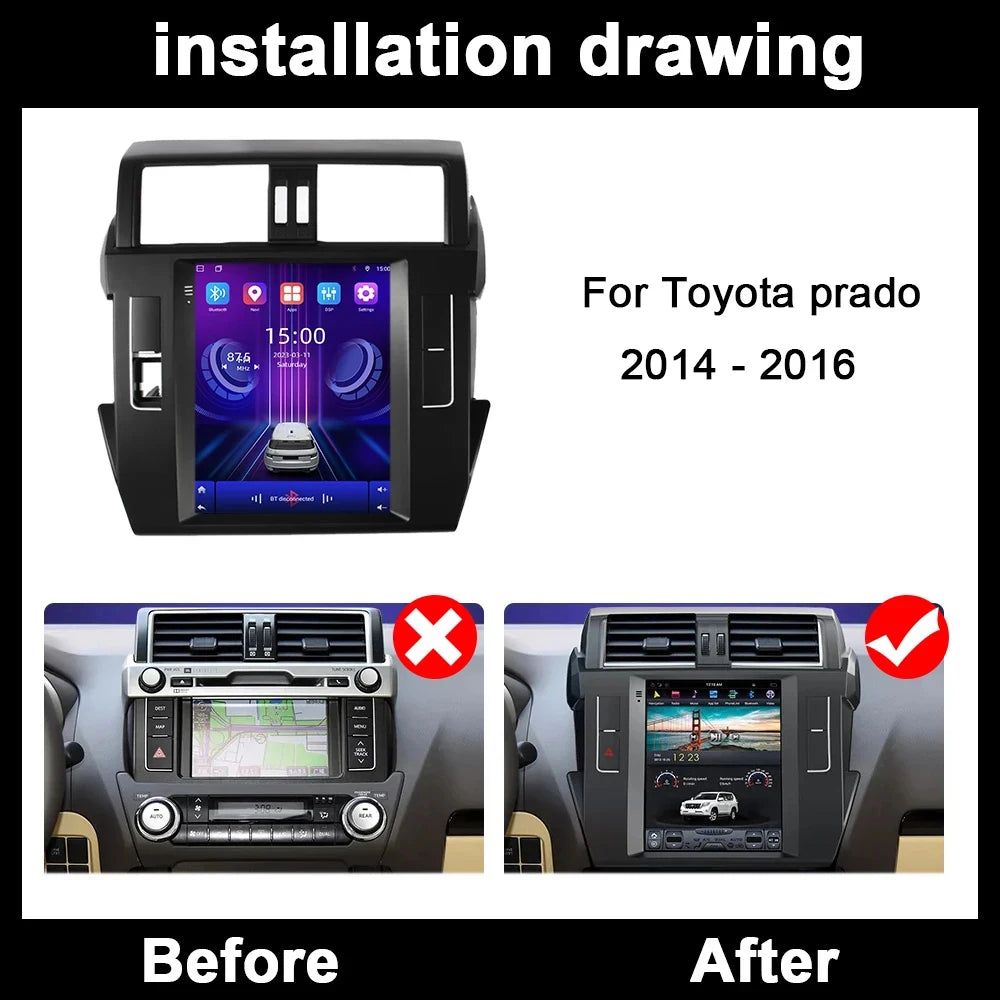 9.7 Inch Android 16 Auto For Toyota prado 2014 - 2016 Car Radio Multimedia Video Player Na