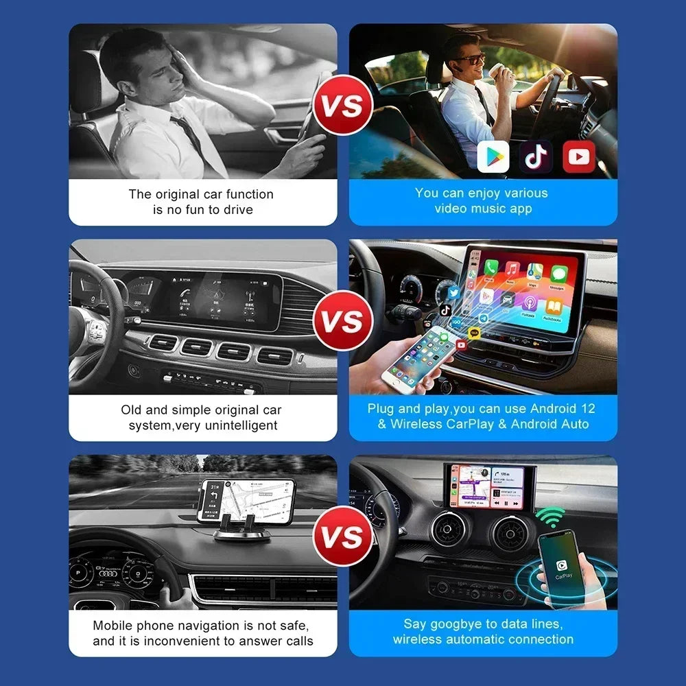 Android 13 CarPlay Smart Ai Box Android Wireless CarPlay Android Auto Adapter For Netflix