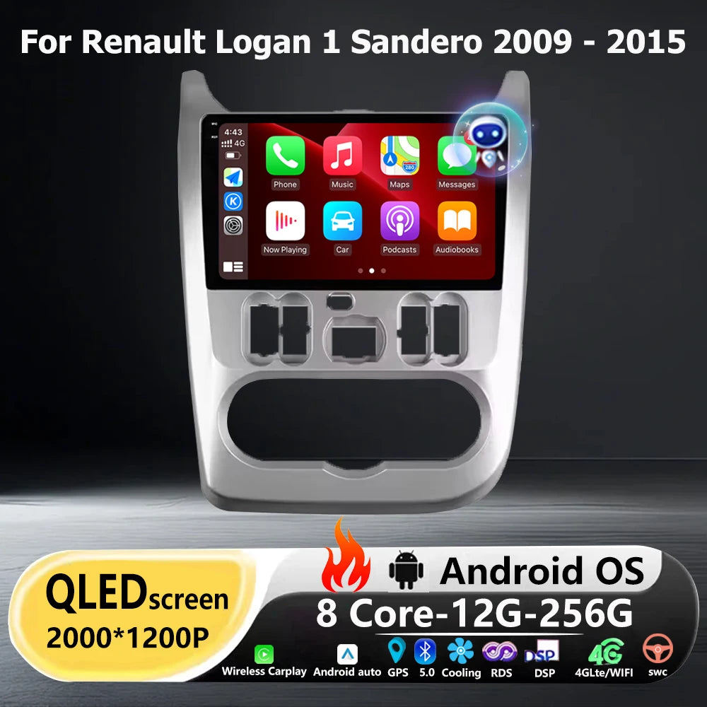 Android 16 Auto For Renault Logan 1 Sandero 2009-2015 Car Radio Multimedia Video Player GP