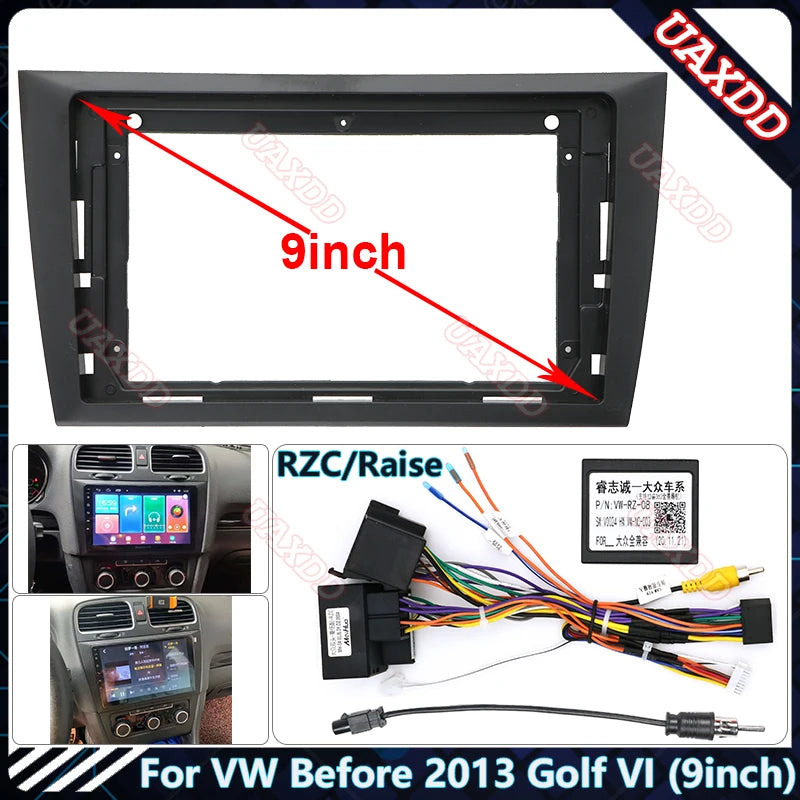 For VW 2013 Golf VI 9inch 2 Din Car Radio Plastic Fascias Panel Dashboard Frame Installati