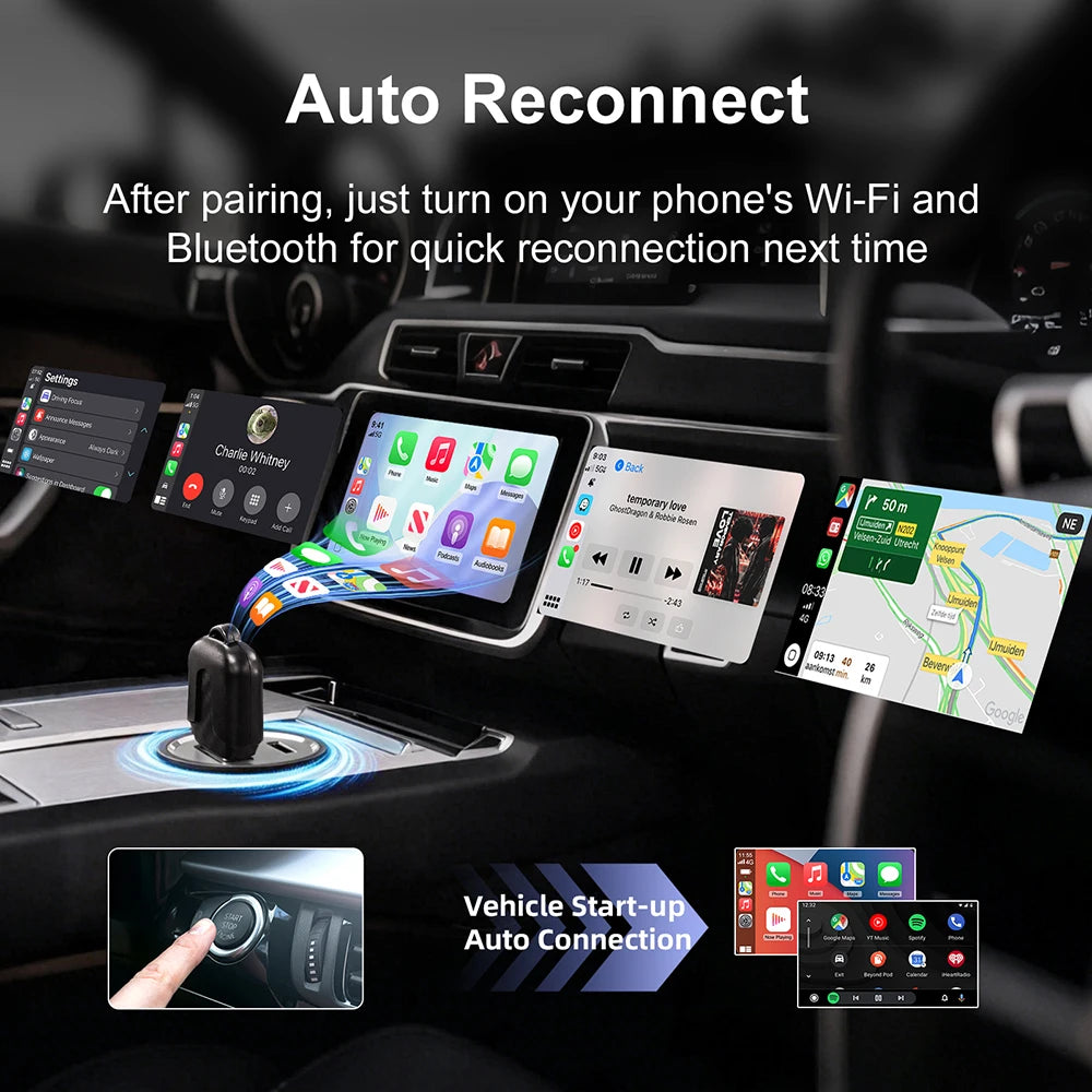 2025 New Adapter 2in1 Mini CarPlay Box Wired To Wireless CarPlay Android Auto Smart Box Bl | AUTOKITSHOP