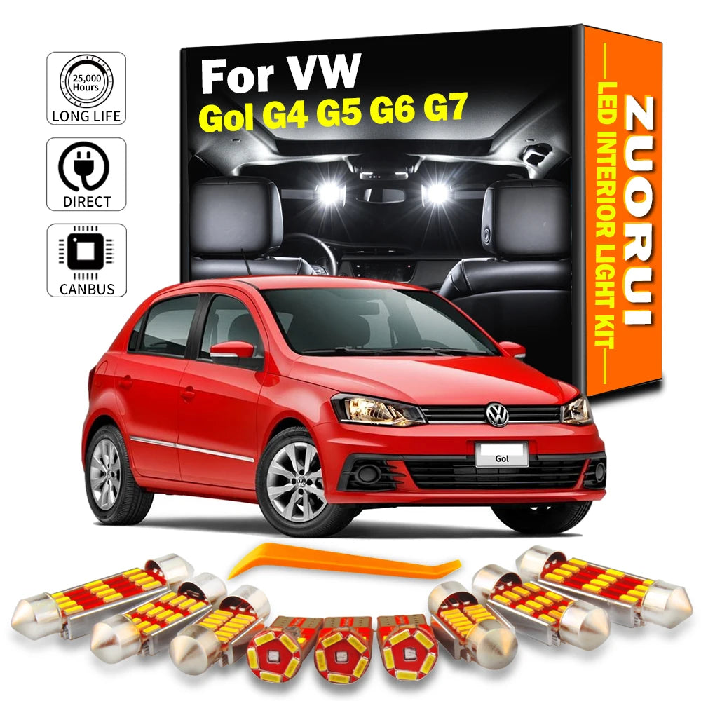 LED Interior Light Kit for Volkswagen VW Gol G4 G5 G6 G7 Car Led Bulbs Accessories No Error - Canbus Error-Free Bulbs...