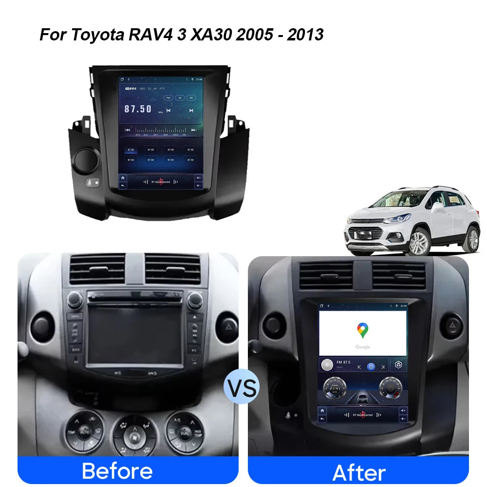 Android 15 For Toyota RAV4 3 XA30 2005 - 2013 Car Radio Stereo QLED DSP Carplay GPS Naviga
