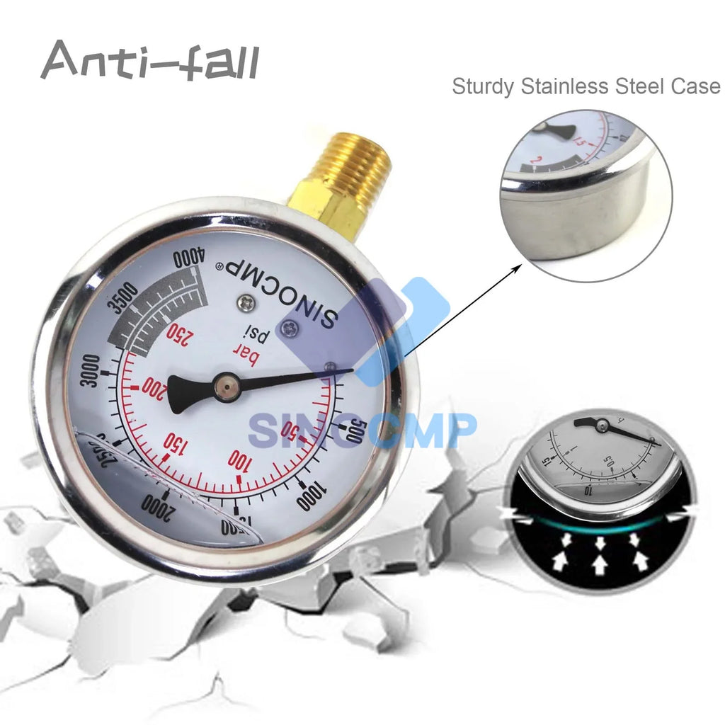Hydraulic Gauge 25mpa/0-250bar/0-4000psi For Pump Compressor Hydraulic Presses Machinery