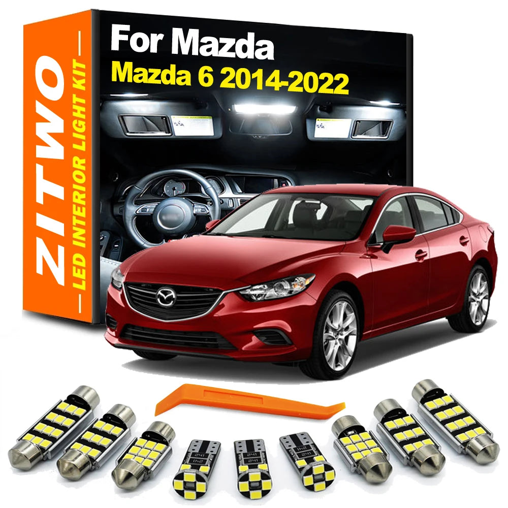 14Pcs Car Indoor Bulbs Kit For Mazda 6 Mazda6  2014 2015 2016 2017 2018 2019 2020 2021 2022 Interior LED Dome Map Reading Light