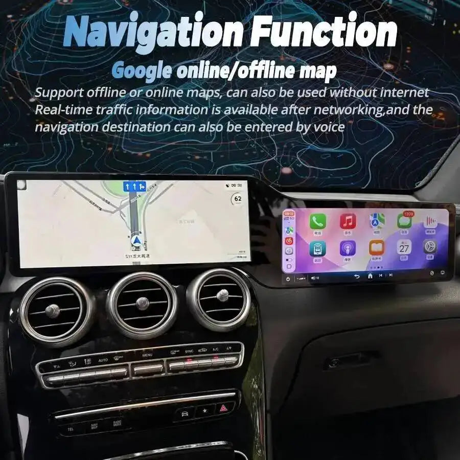 R 24.6" Dual Screen Android Auto Carplay For Mercedes Benz GLC C Class W205 X253 C180 C200 | AUTOKITSHOP