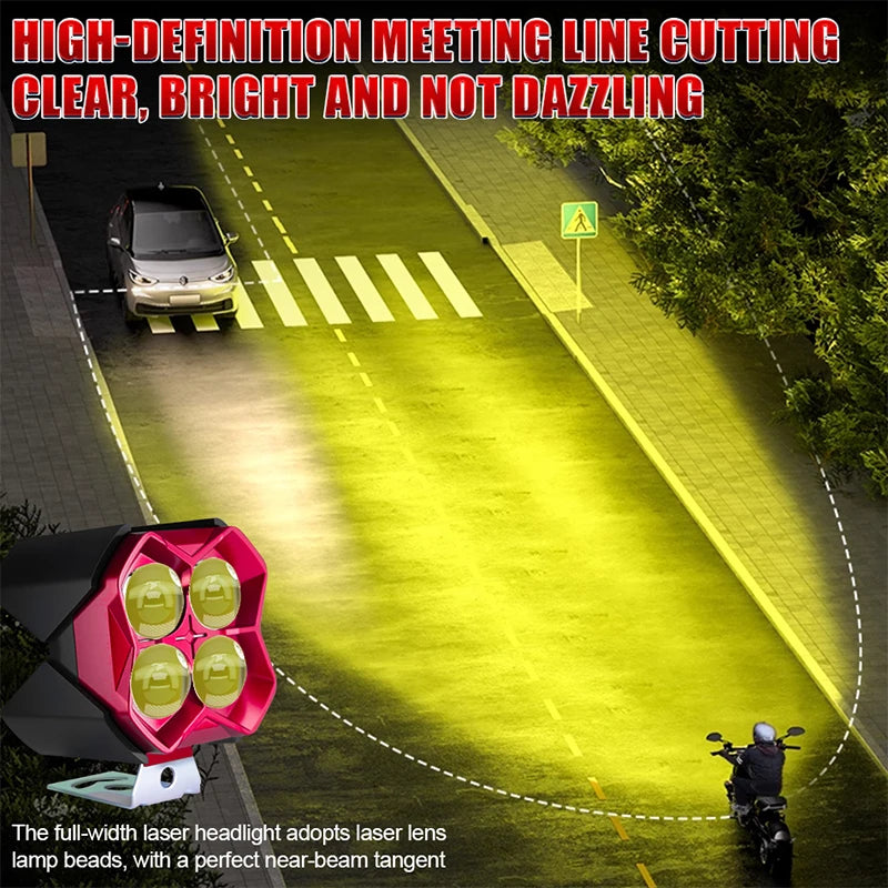 4 Eyes Lens LED Headlight 4X4 Off Road Motorcycle Spotlights 4300K 6000K 2.5 inch 3 Modes
