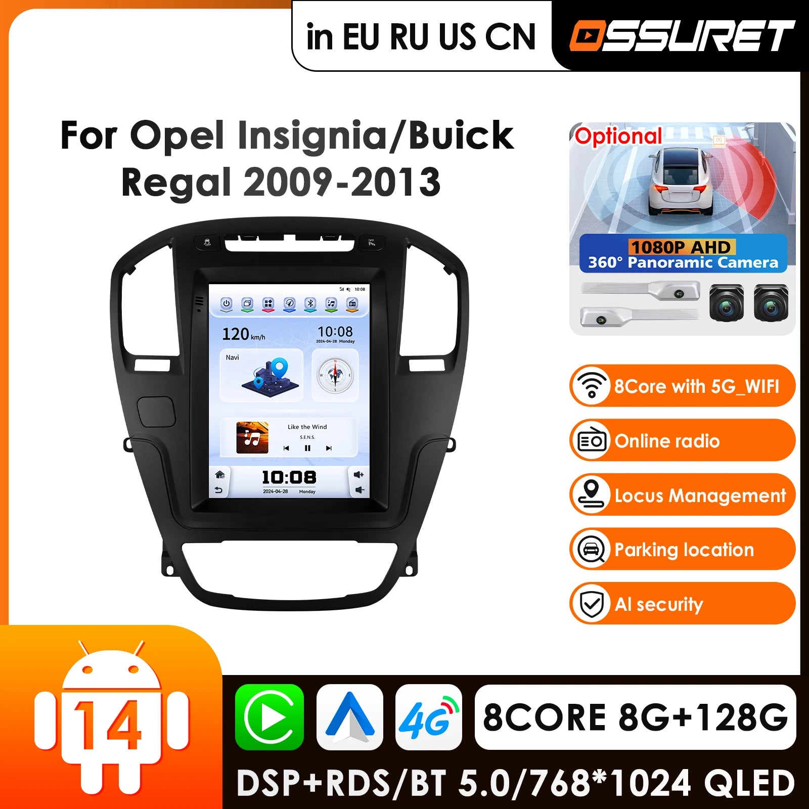 9.7" Car Radio GPS Navigation for Opel Insignia Buick Regal 2008-2013 Multimedia Video Player Stereo Head Unit - 2Din An