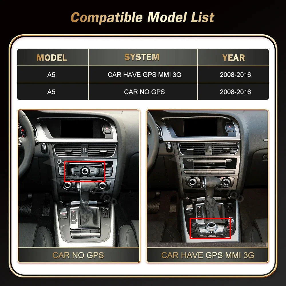 RoadTop 12.3 Wireless CarPlay Multimedia EU Ultra-thin Linux Screen Android Auto For Audi