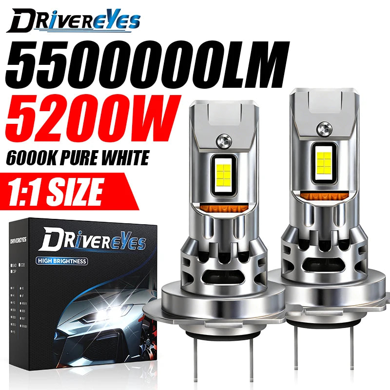 H7 LED Headlights 5200W 5500000LM Canbus No Error 9054 CSP Car Headlamp 1: 1 Size Mini Dio