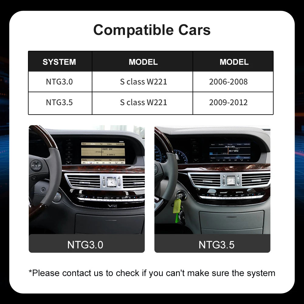 10.25‘’ Wireless CarPlay Android Auto For Mercedes Benz S Class W221 W216 NTG3.0/3.5 Linux