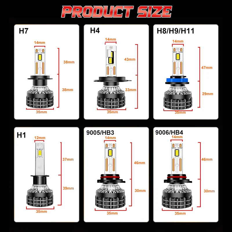 6800W H7 H4 Led 7600000LM Headlight Canbus H11 H1 9005 9006 HB3 HB4 9012 HIR2 6000K Ultra