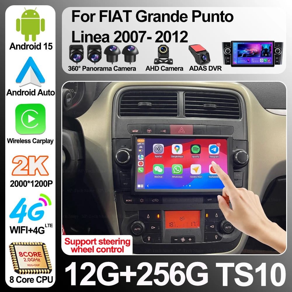 Android 16 For Fiat Grande Punto Linea 2007-2012 Car Radio Multimedia Video Player Android | AUTOKITSHOP