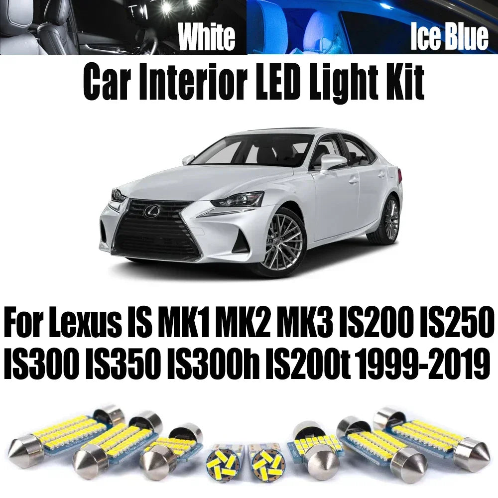 LED Interior Light Kit for Lexus IS MK1 MK2 MK3 IS200 IS250 IS300 IS350 IS300h IS200t 1999-2019 - Canbus Dome Map Doo...