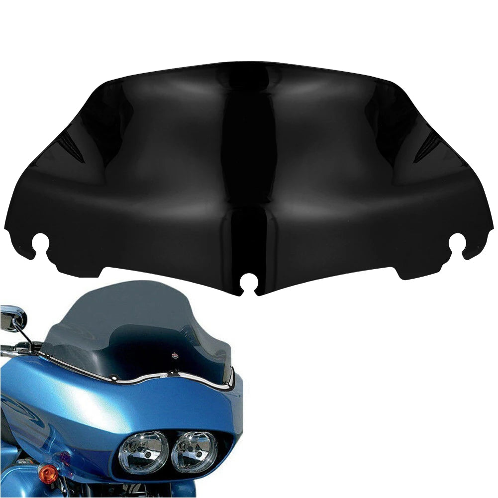 Motorcycle Black 9‑Inch Wave Windshield Windscreen For Harley Touring Street Glide Electra Glide - Automotive LED Light