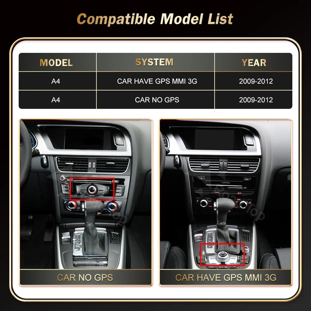 CN RoadTop 12.3 inch Wireless CarPlay Multimedia Linux Screen Android Auto For Audi A4 200