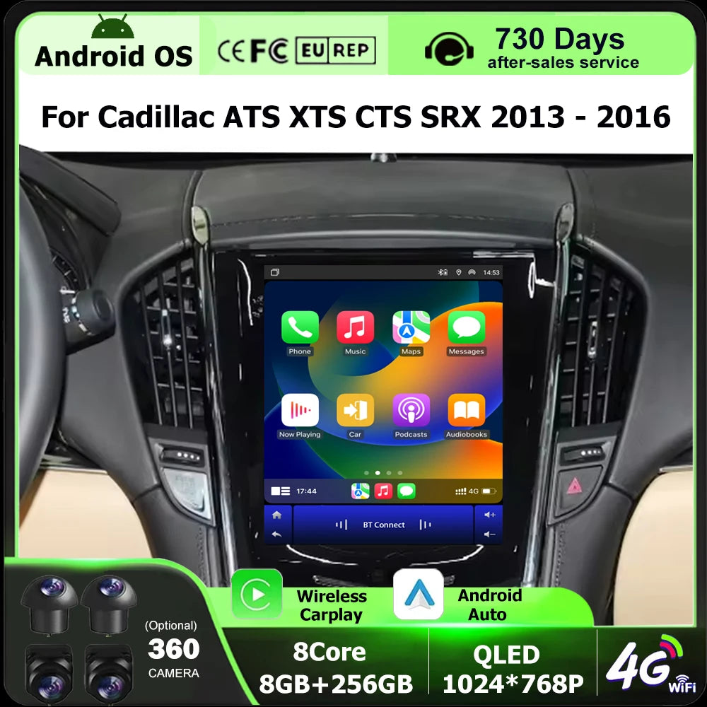 Android 16 Auto For Cadillac ATS XTS CTS SRX 2013 - 2016 Car Radio GPS Navigation Stereo M