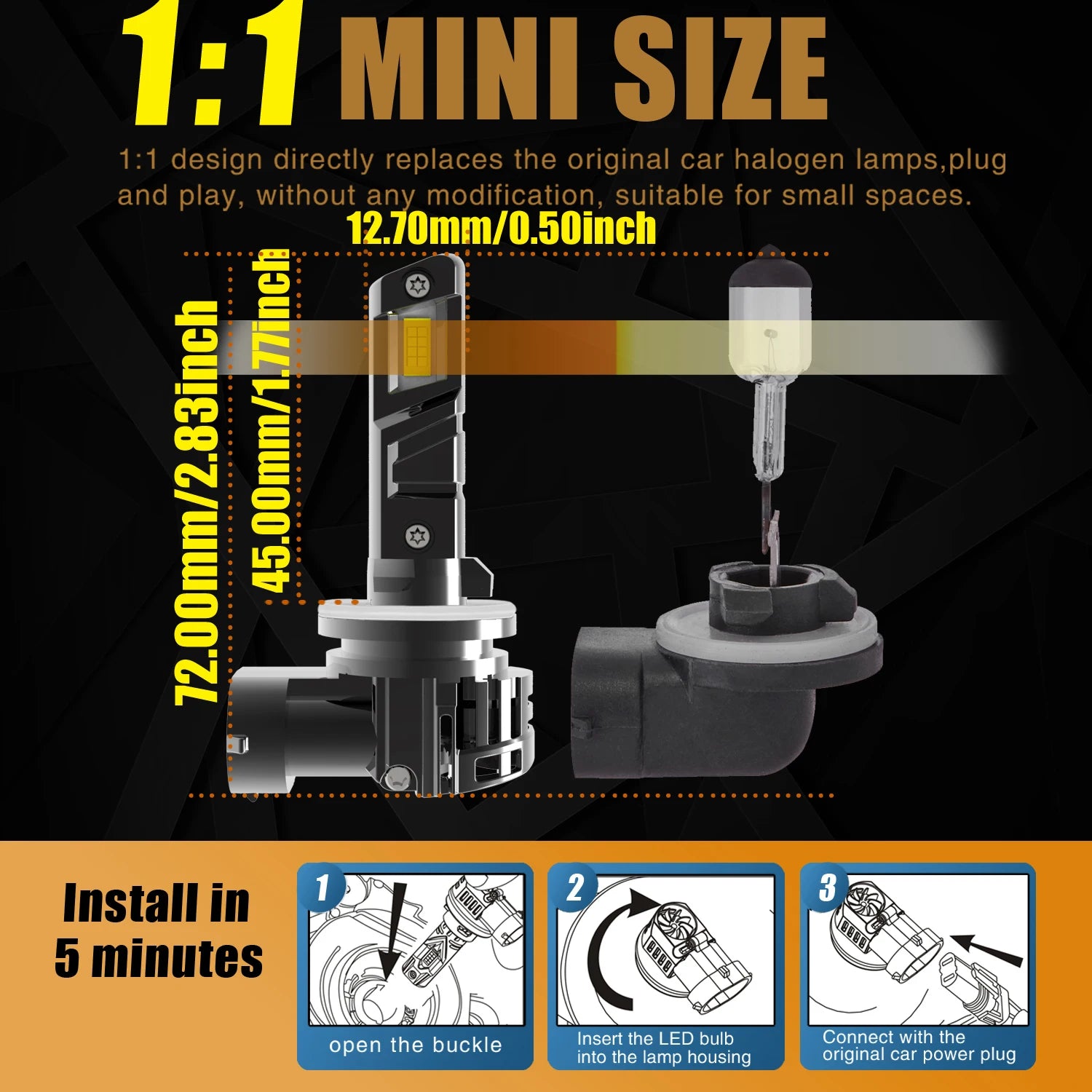 2x H27W2 881 Led Headlight Canbus No Error Car Bulb High Power H27 White Fog Light Diode L