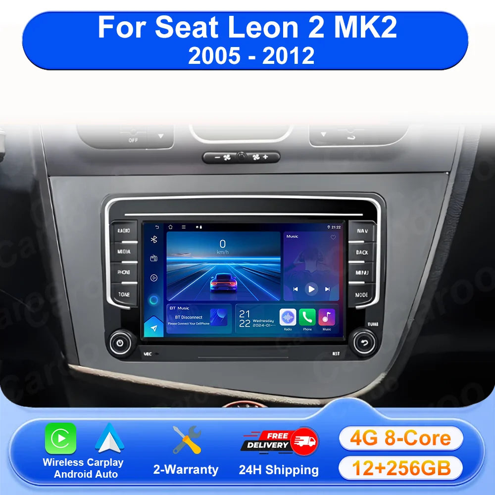 Android 16 Car Radio For Seat Leon 2 MK2 2005 - 2012 LHD Multimedia Player Stereo wireless