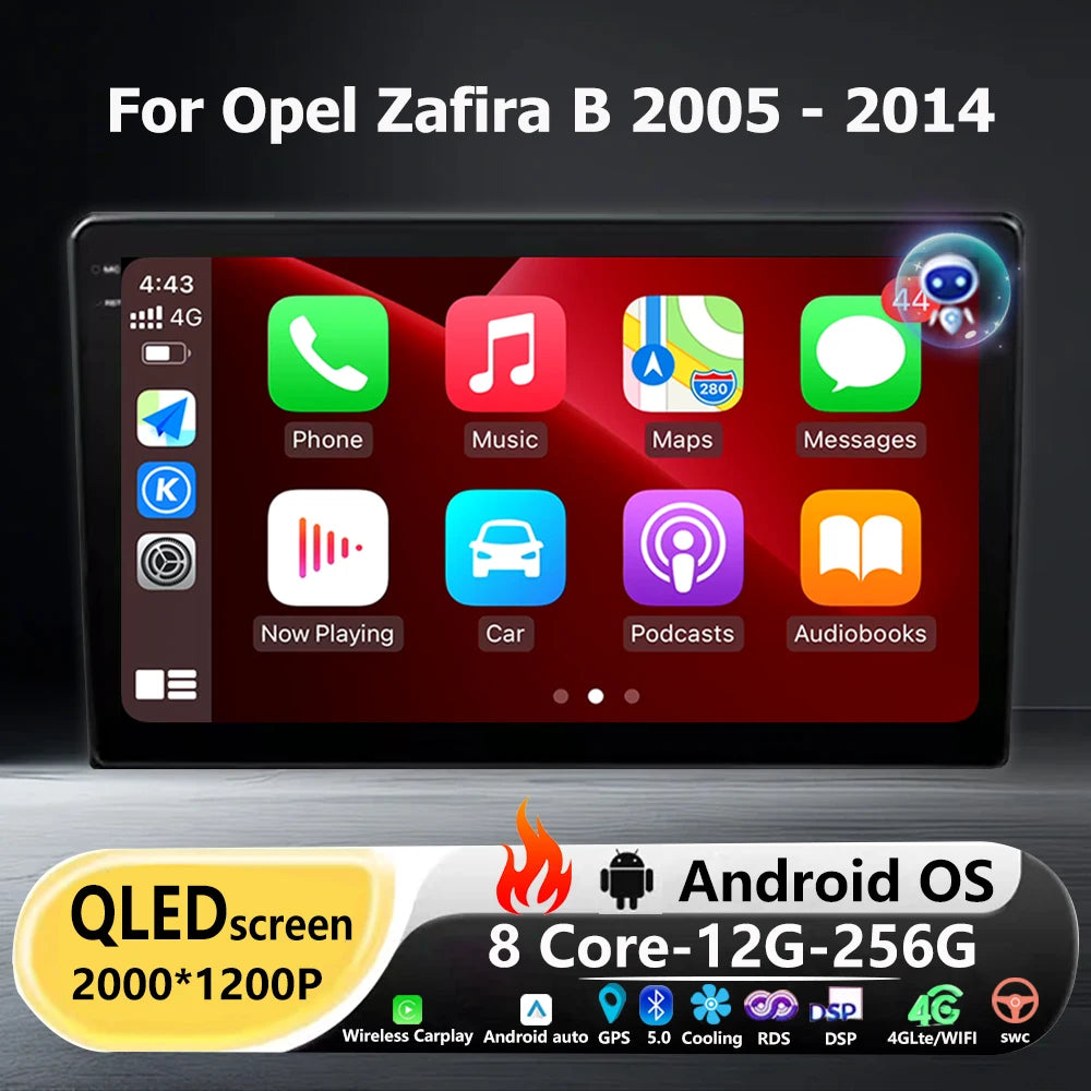 Wireless Carplay For Opel Zafira B 2005 - 2014 Android 16 Auto Car Radio Multimedia Video
