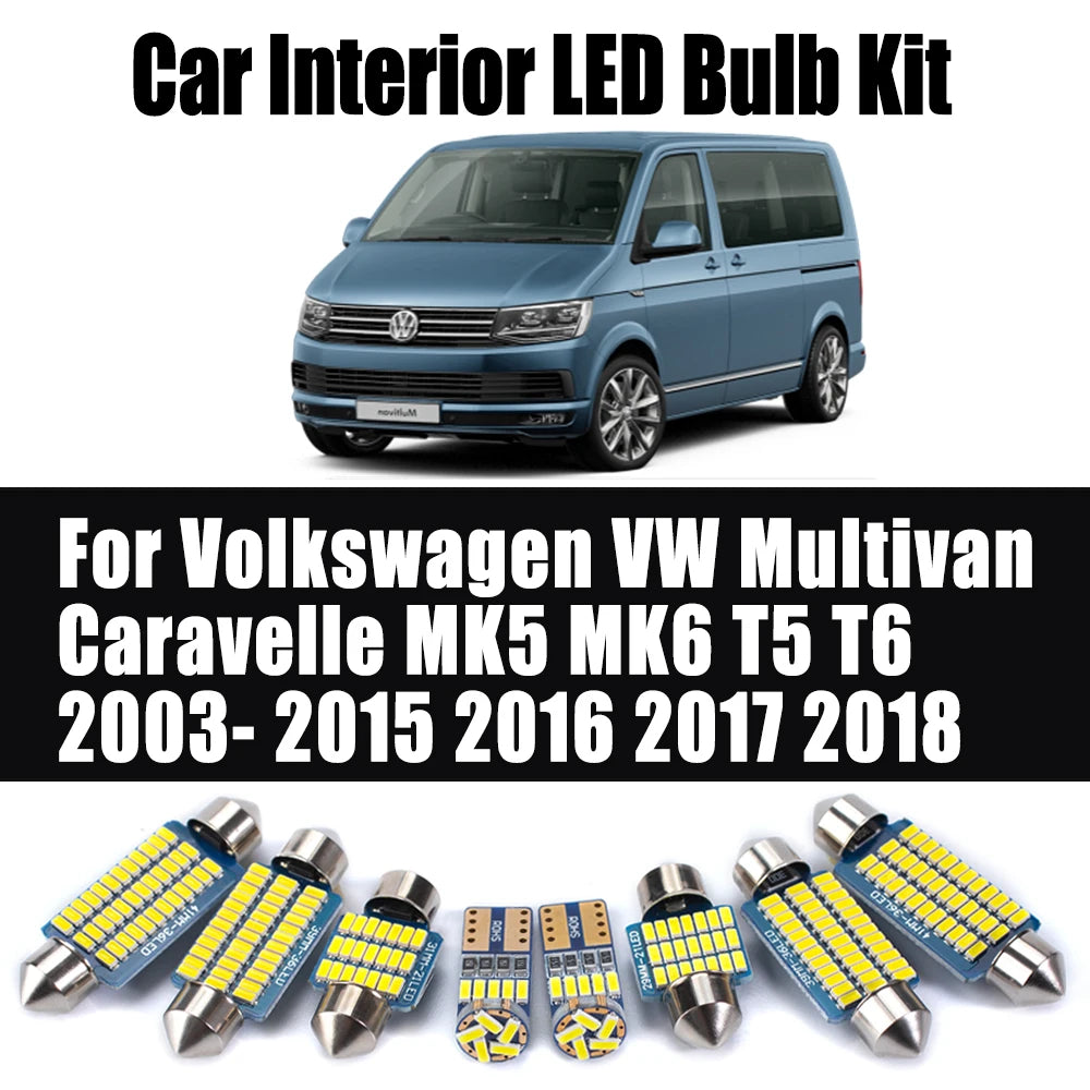 LED Interior Light Kit for Volkswagen VW Multivan Caravelle MK5 MK6 T5 T6 2003-2018 - Canbus Dome Map Door Trunk Bulb...