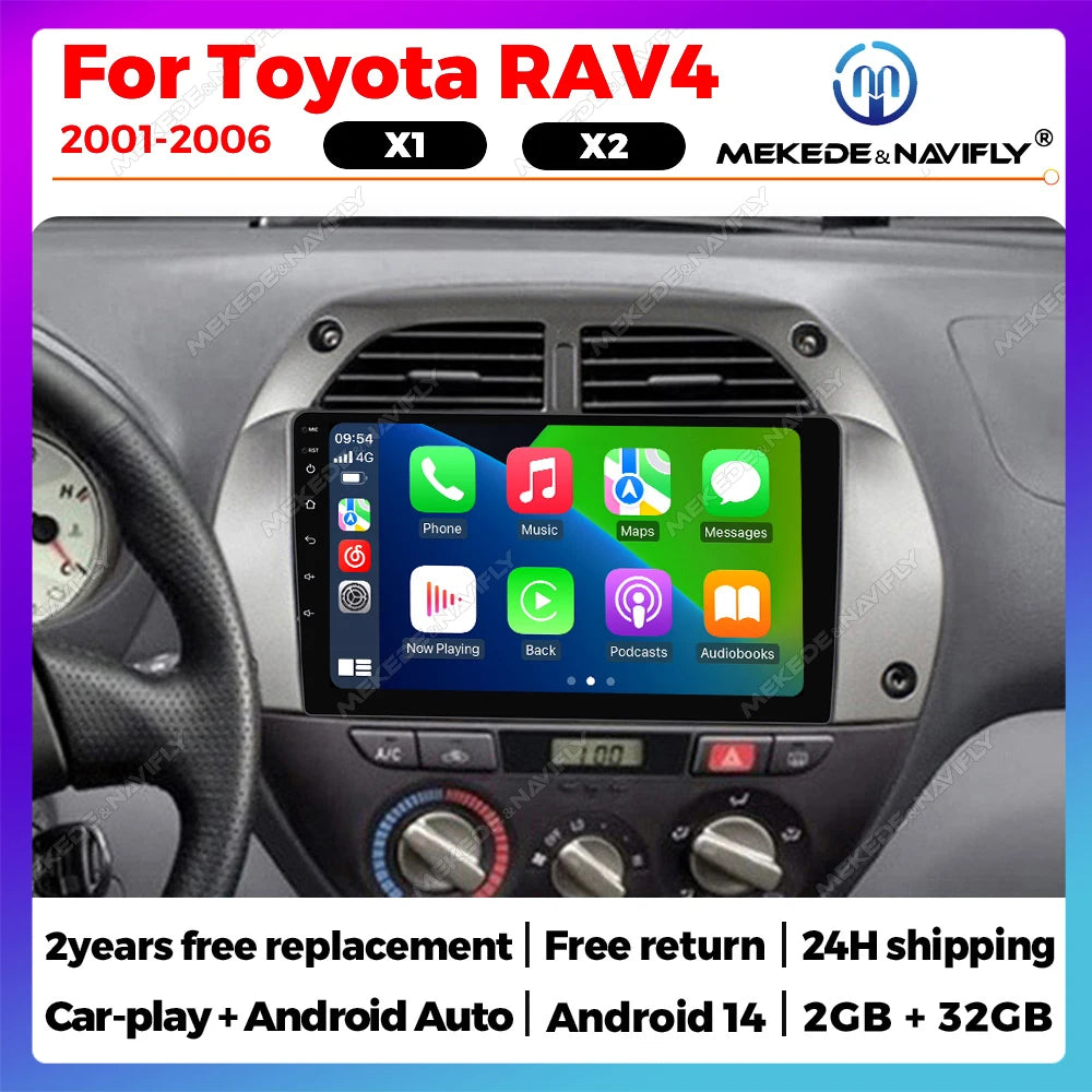 Android 14 Autoradio For Toyota RAV4 2 CA20 CA20W XA20 2001- 2006 Car Radio Multimedia Pla