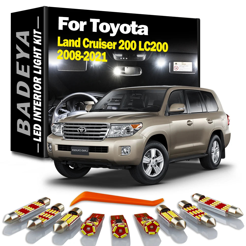 BADEYA 16Pcs LED Interior Map Dome Luggage Plate Light Kit For Toyota Land Cruiser 200 LC2