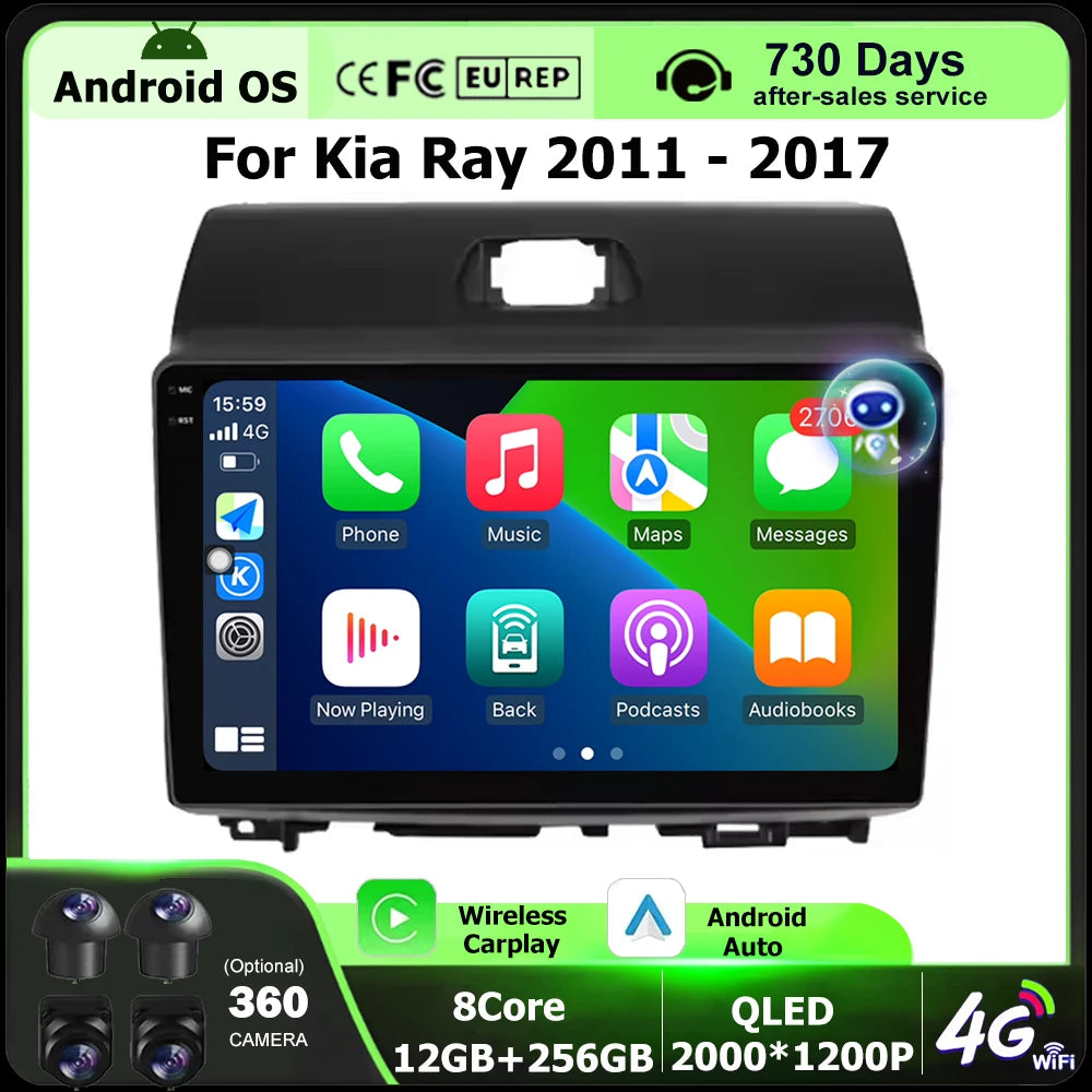 Car Radio Multimedia Video Player GPS Navigation Stereo Touch Screen For KIA Ray 2011-2017
