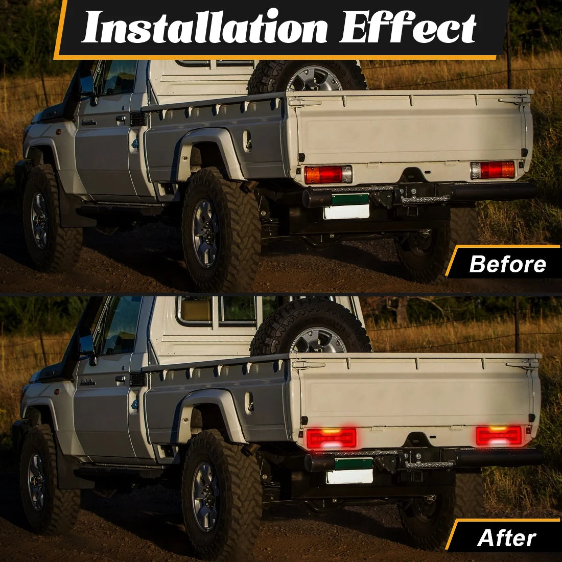 For Toyota Land Cruiser 70 Series FJ75 LC79 LED Tail Lights Driving Reverse Brake Dynamic  | AUTOKITSHOP