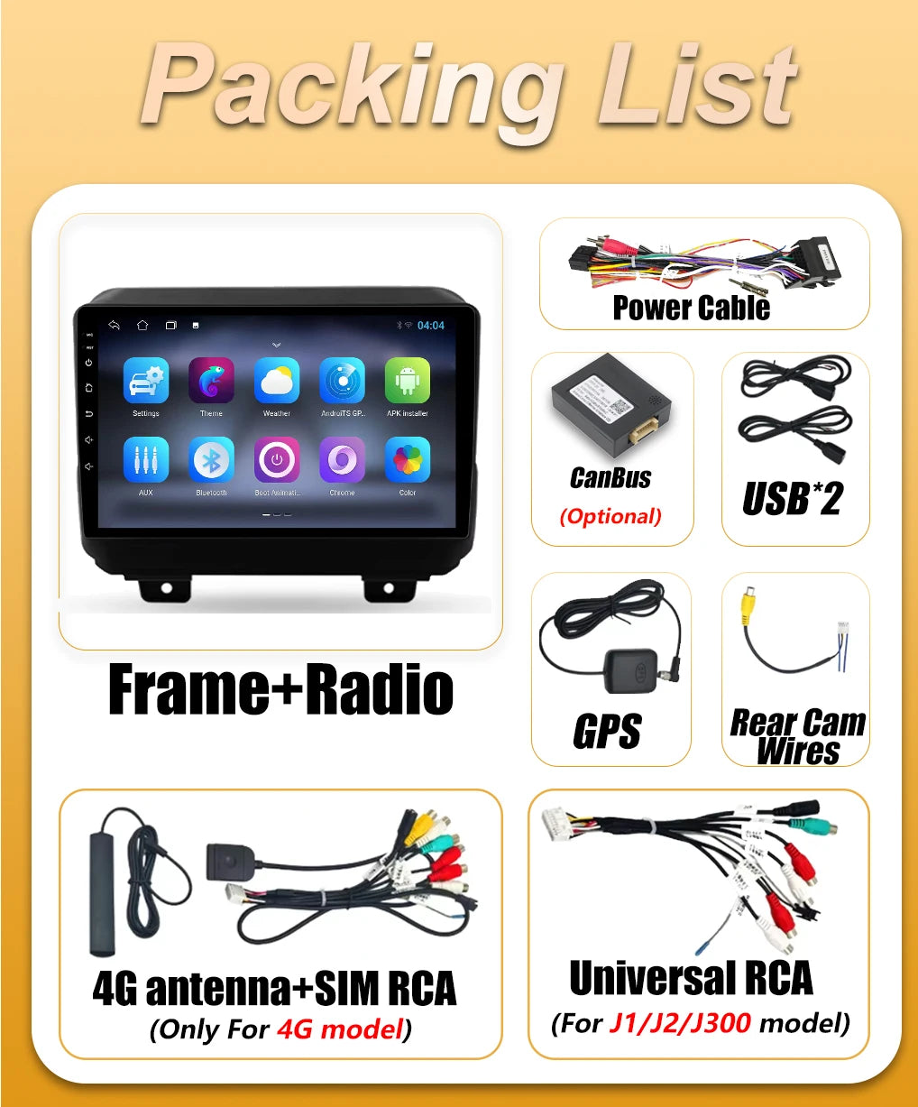 Android 16 Carplay Car Radio For Jeep Wrangler 4 JL 2018 2019 GPS Stereo 2K Screen Video M | AUTOKITSHOP