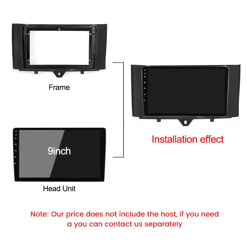 9'' Fascia for BENZ Smart Fortwo 2011 2012 2013 2014 2015 2 Din Car Radio Frame Dash Fitti | AUTOKITSHOP