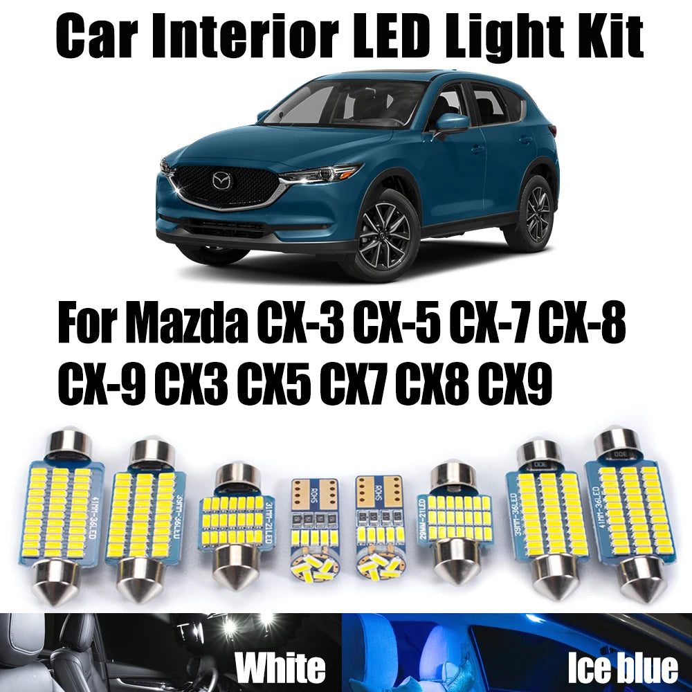 LED Interior Light Kit for Mazda CX-3 CX-5 CX-7 CX-8 CX-9 CX3 CX5 CX7 CX8 CX9 Accessories LED Interior Dome Reading B...