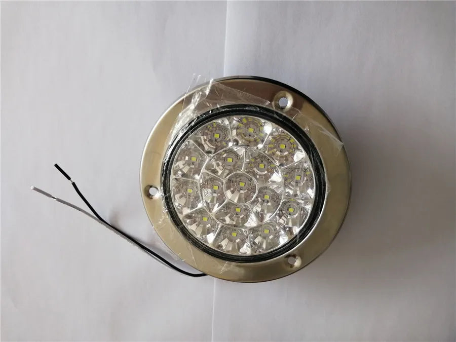 1 Pair 12-24V White Round Reverse Brake Turn Signal Rear Tail Light 16 LED for Car Truck T